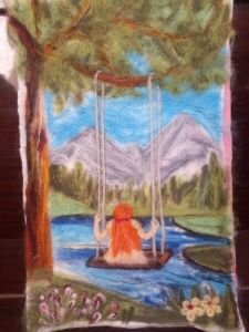 ציור בחוטי צמר כבשים - סטודיו שסק - ליבוד - בנס ציונה