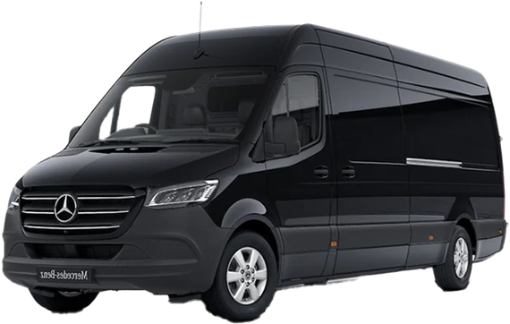 A black ford van is parked on a white background