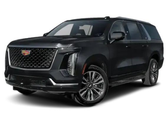 A black cadillac escalade is shown on a white background.