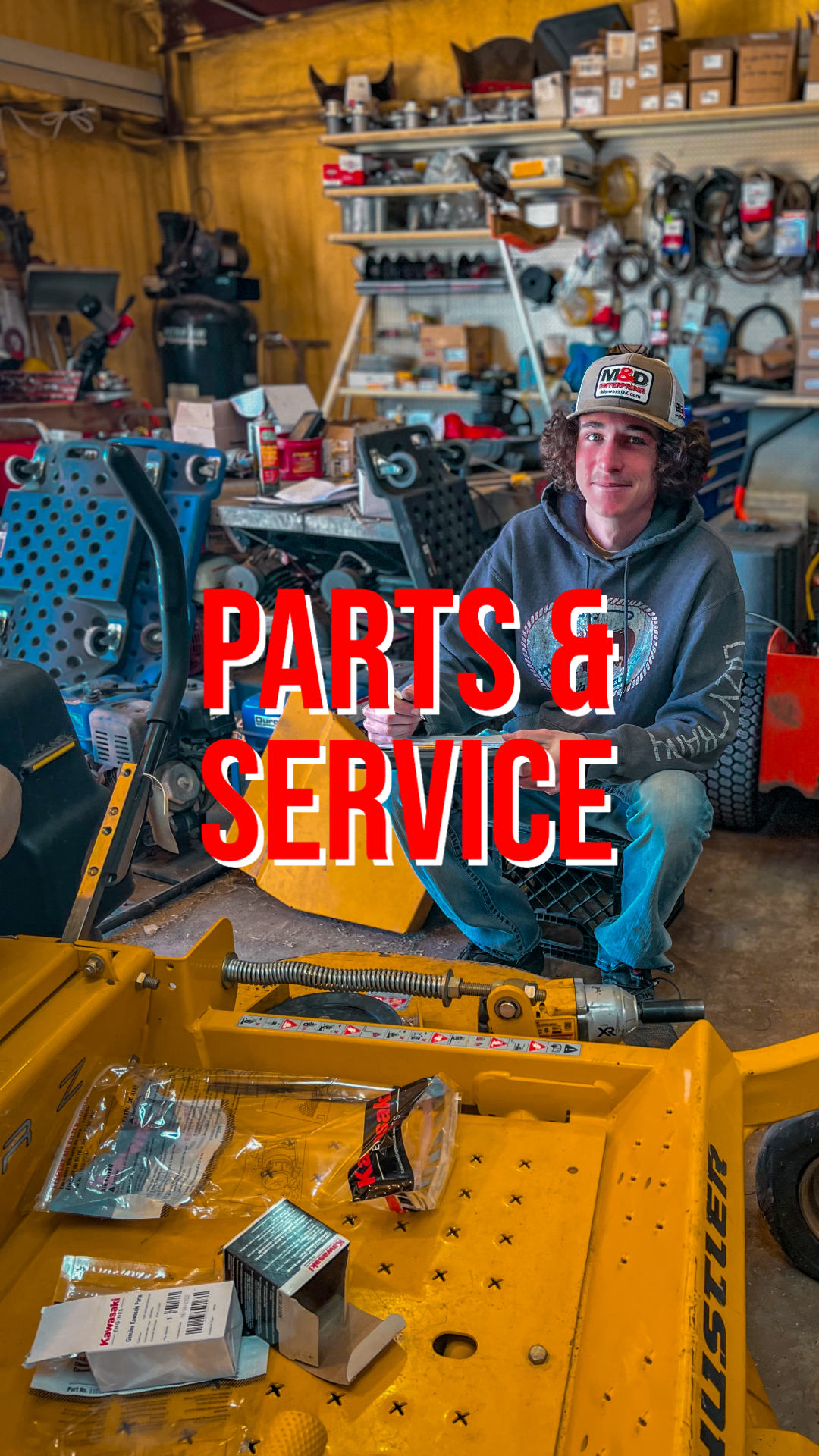 Mechanic Working on Lawn Mower