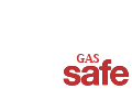 A red and white gas safe logo on a white background.