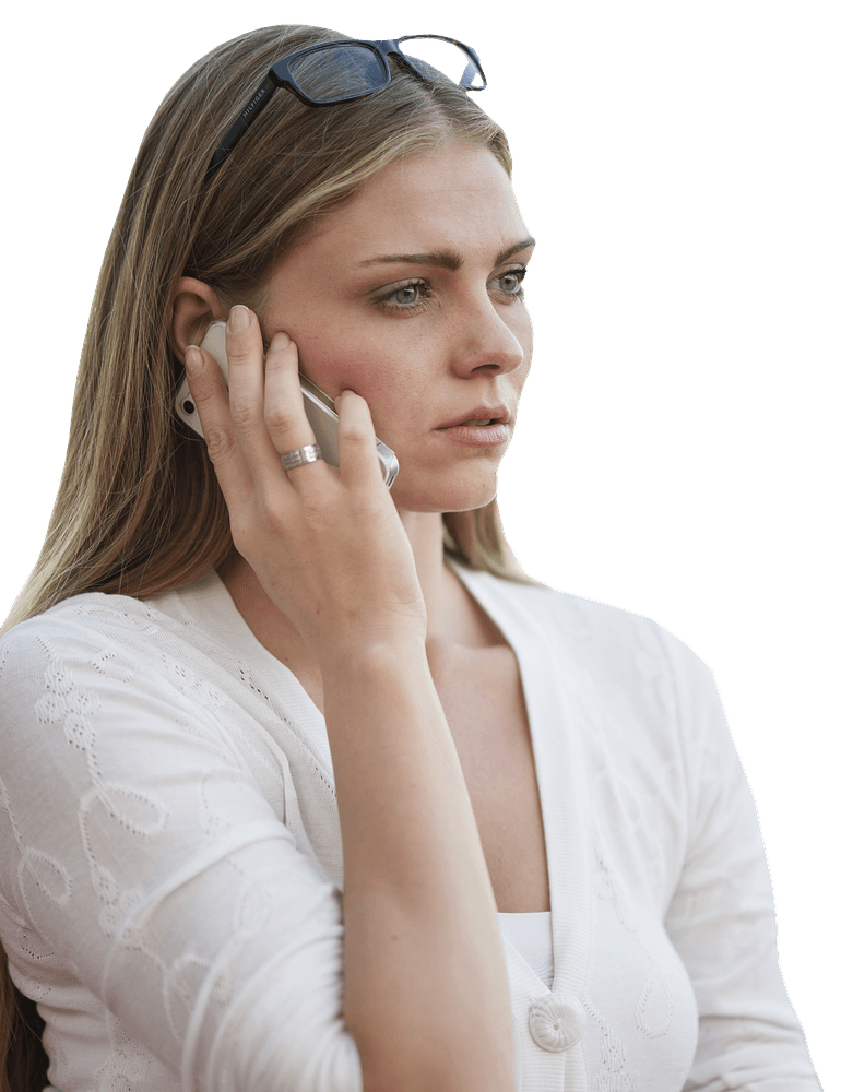 Woman on phone In need of legal law help due to suffering a personal injury or due to family law issues and feeling overwhelmed and uncertain?  Don't risk your future instead call Daniel Zdrodowski, experienced litigator of Shenandoah Law Firm