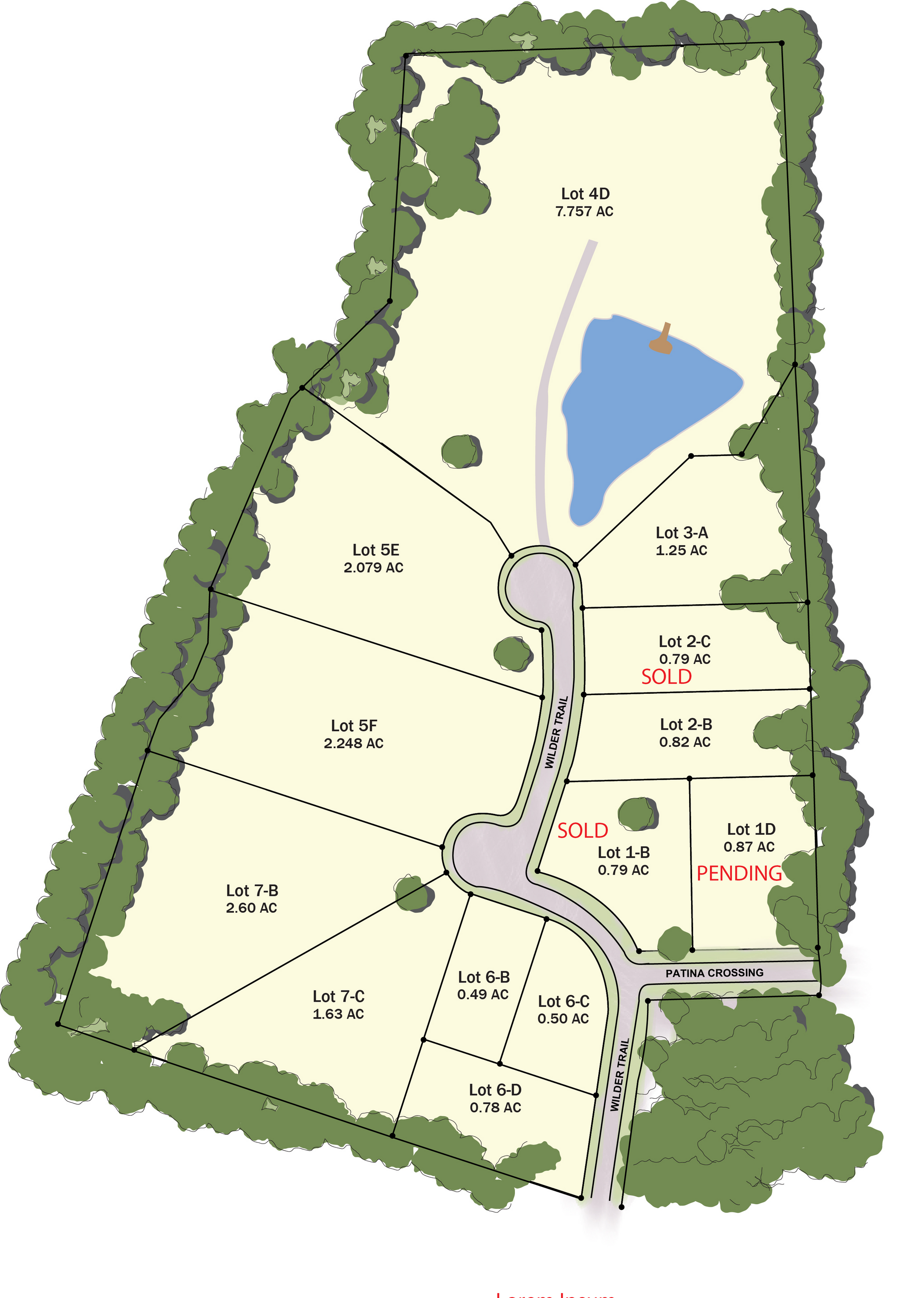 A drawing of a lot that is sold out