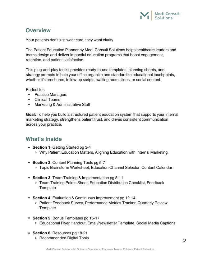 Patient Education Planner