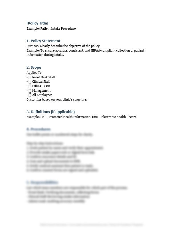 Policy and Procedure Template