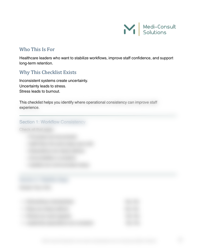 Consistency Builder Checklist