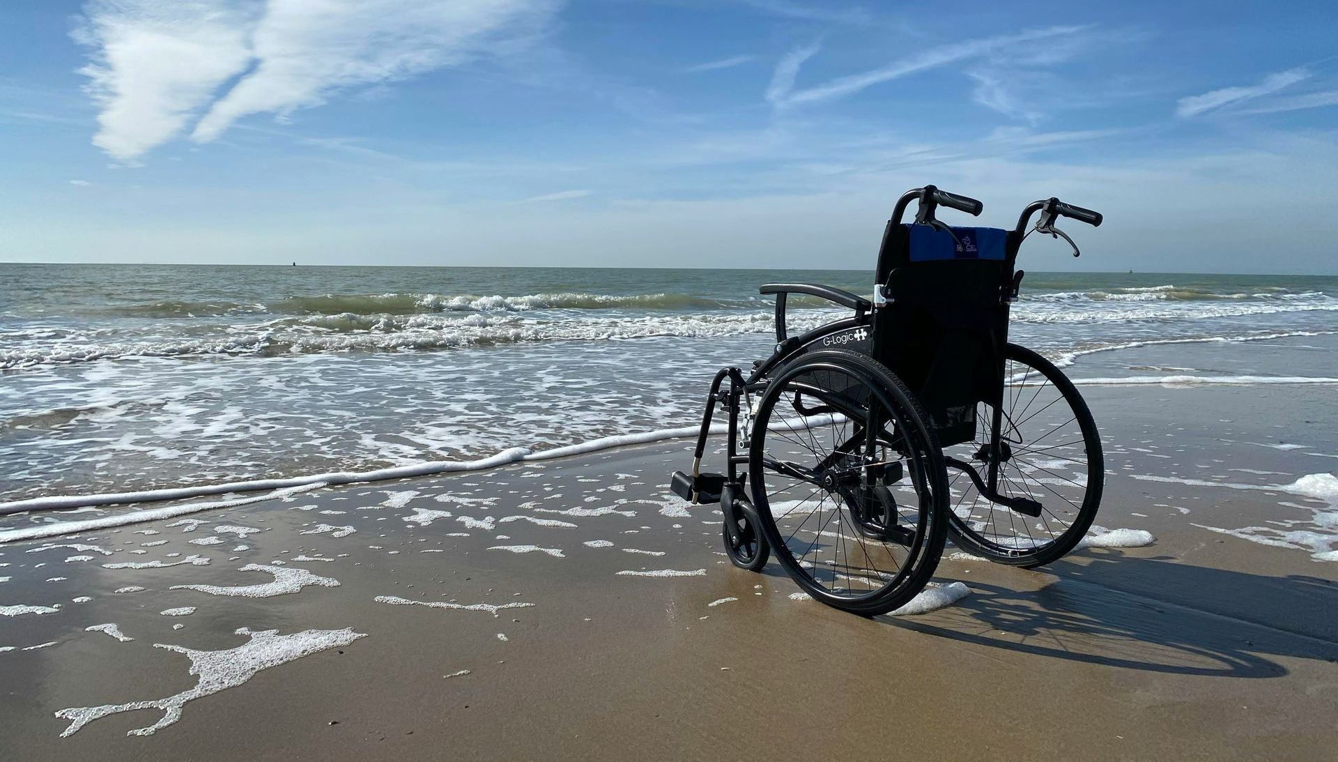 wheelchair on the beach