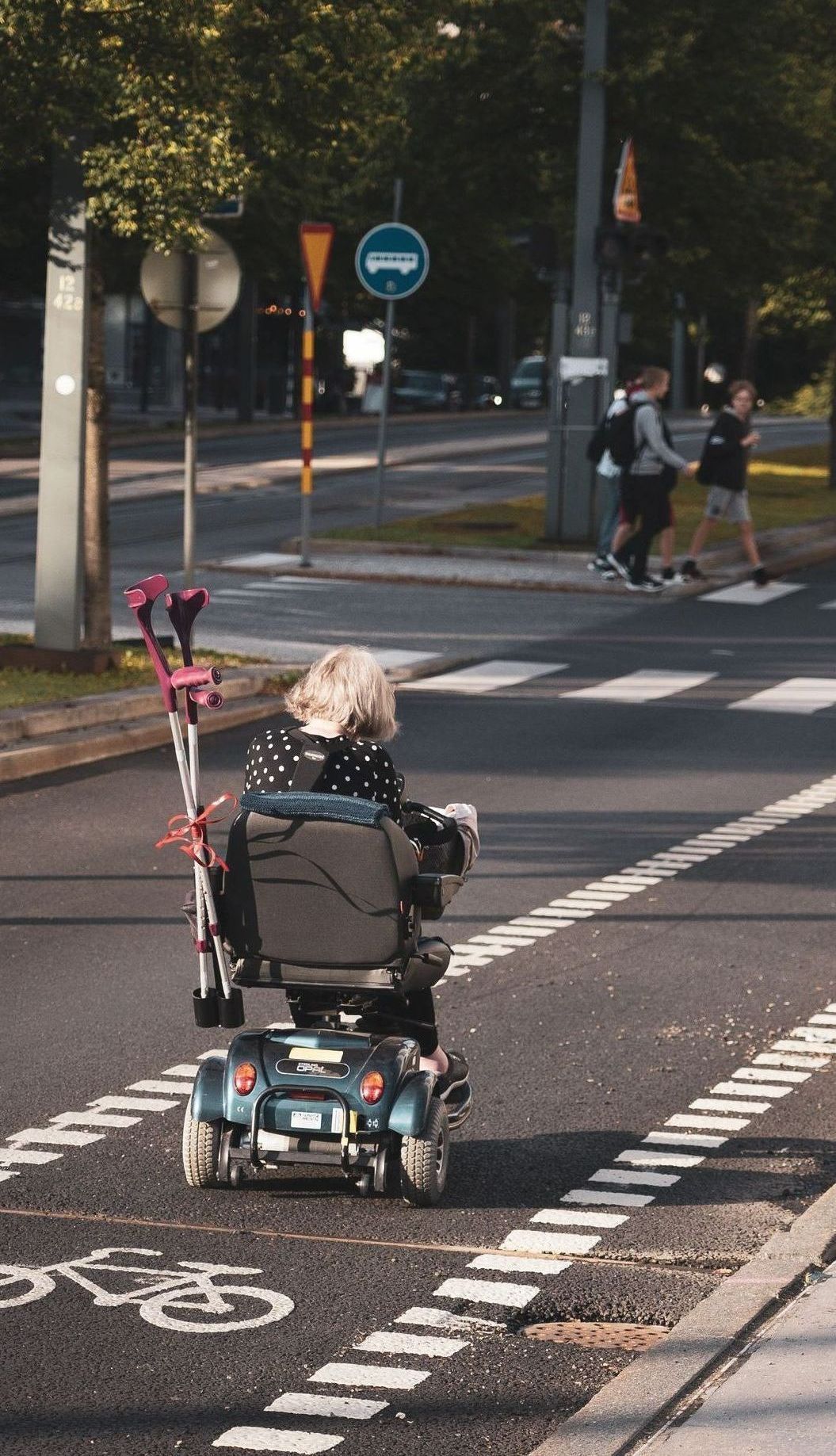 woman in scooter