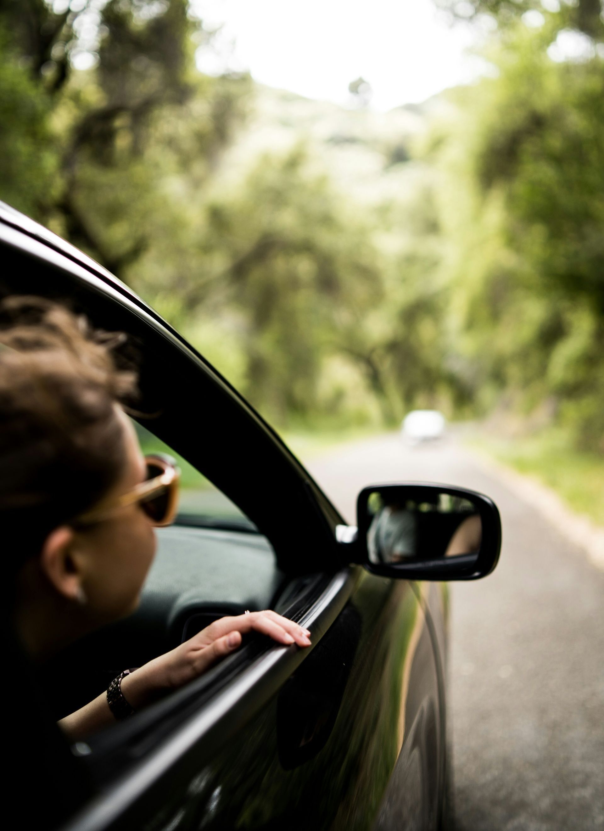 riding in a car