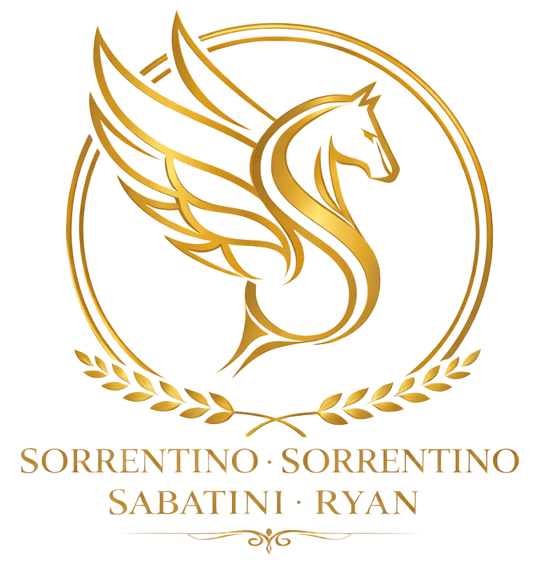A gold logo featuring a stylized winged horse inside a circle above the text 