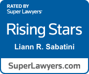 Super Lawyers Rising Stars badge for Liann R. Sabatini on blue background