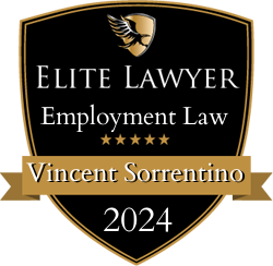 Elite Lawyer Employment Law award badge for Vincent Sorrentino, 2024, black and gold