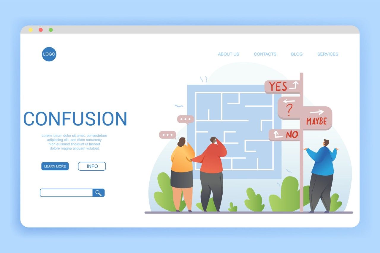 Illustration of a confusing website structure and unclear user journey