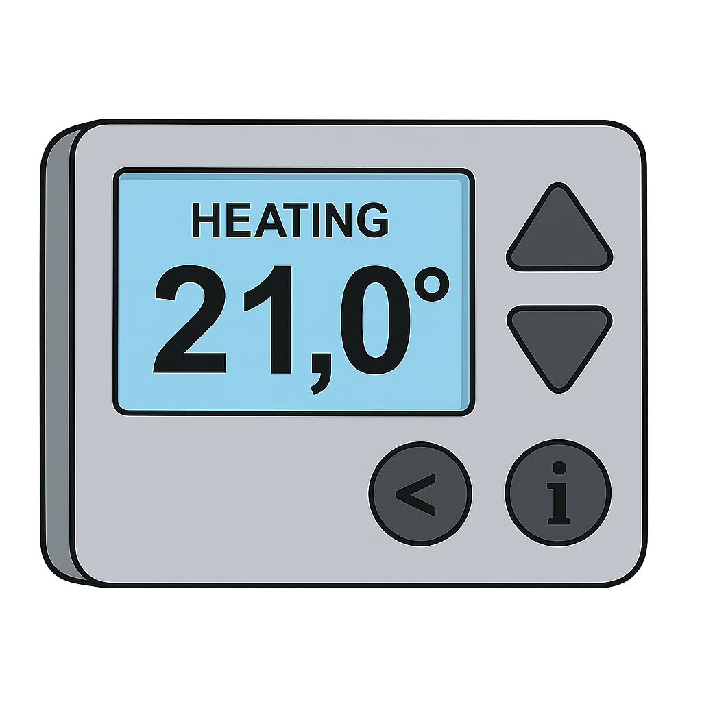 Digital thermostat displaying 