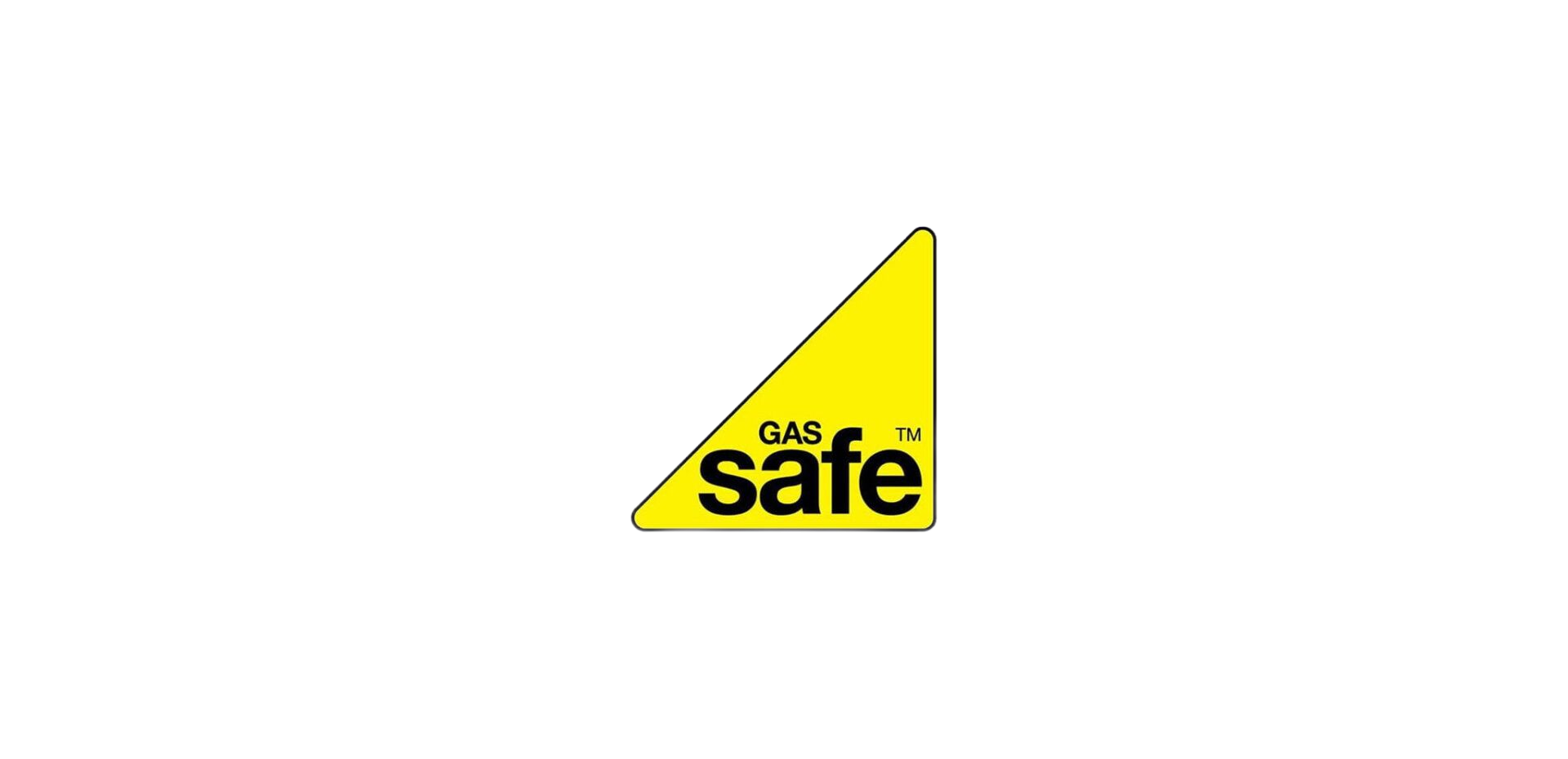 Gas Safe logo in a yellow triangle, with black text 
