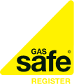 Gas Safe Register logo: Yellow triangle with 