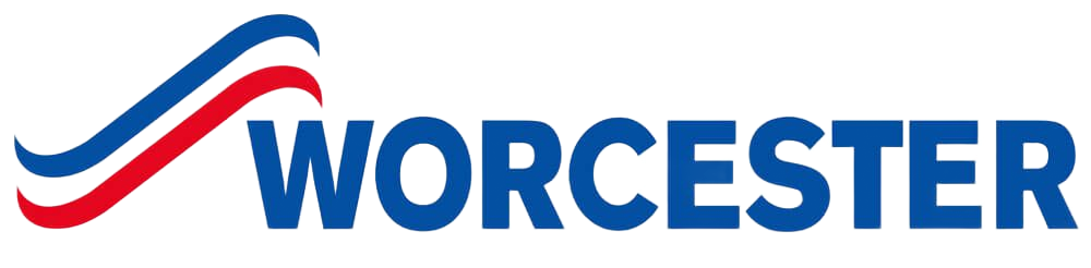 Logo for Worcester, Massachusetts. Blue text with blue and red swoosh graphic.