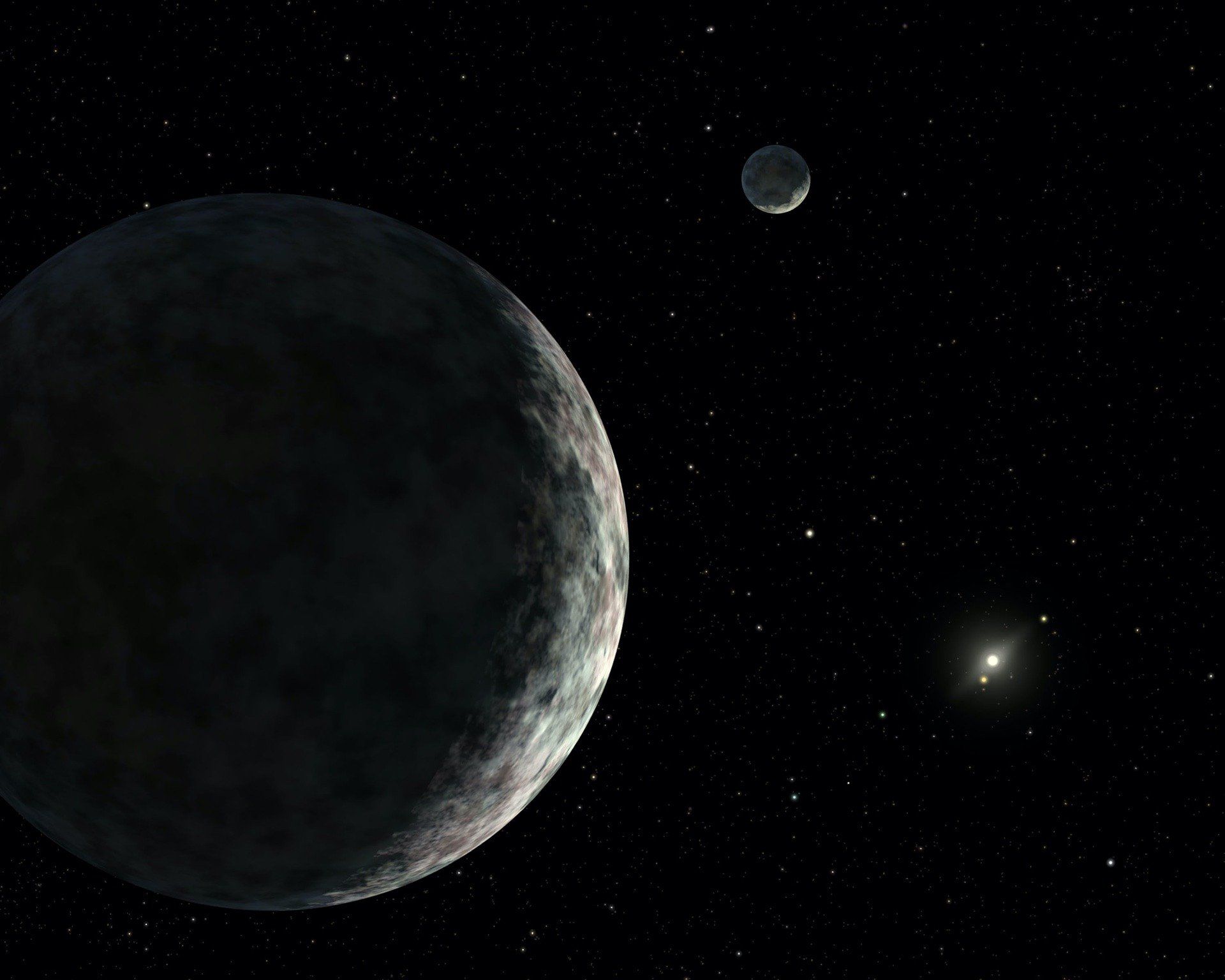 Eris and its moon in the artist's interpretation