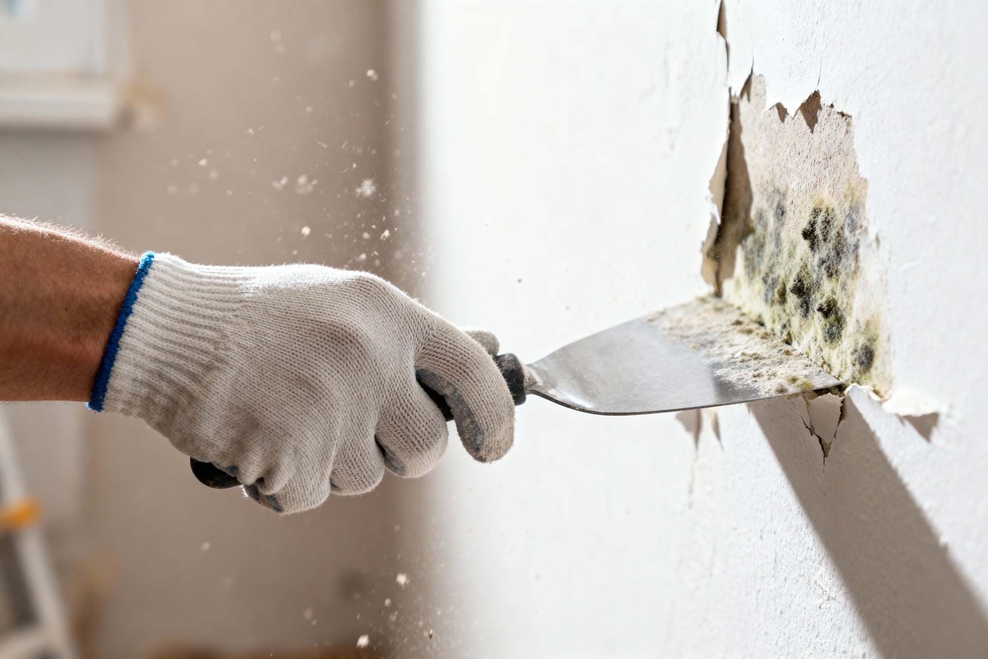 Water on dark hardwood floor near a window, with a rug partially visible.