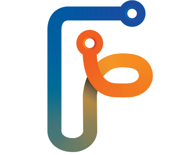 Path in the shape of an F with blue and orange colors