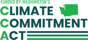 The climate commitment act logo is funded by washington 's climate commitment act.