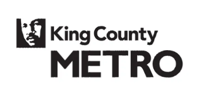 The logo for king county metro is black and white.