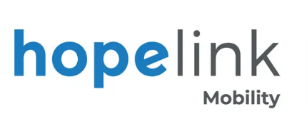 The logo for hopelink mobility is blue and black on a white background.