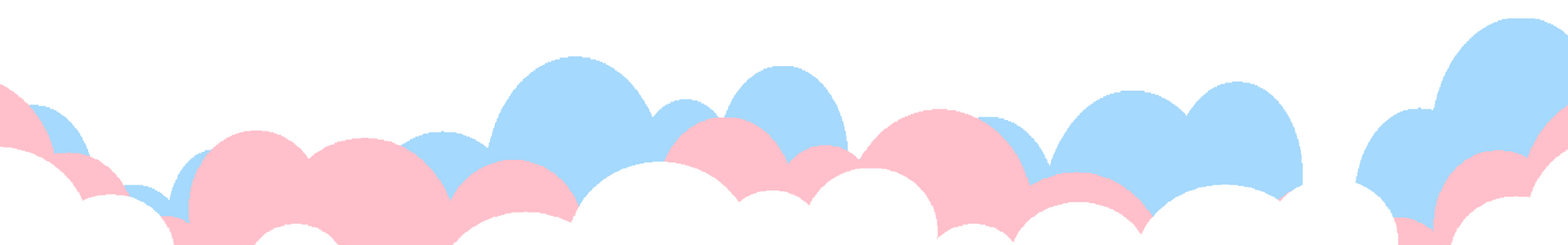 Bordo di nuvole rosa e blu pastello su sfondo bianco