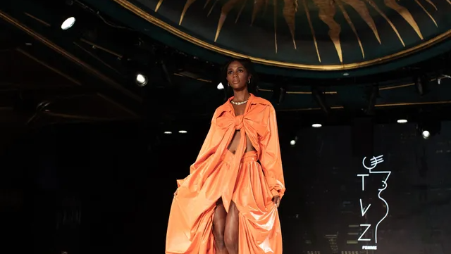 Fashion model walking the runway