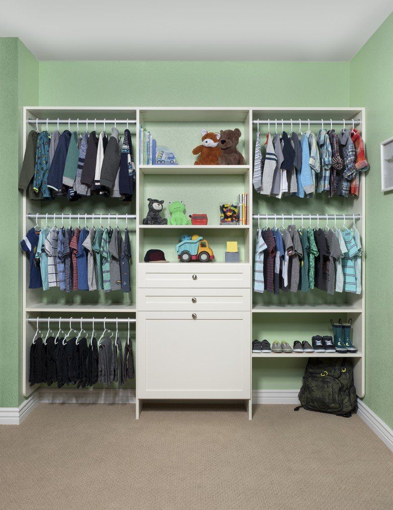 Kids Custom Closet System with White Finish