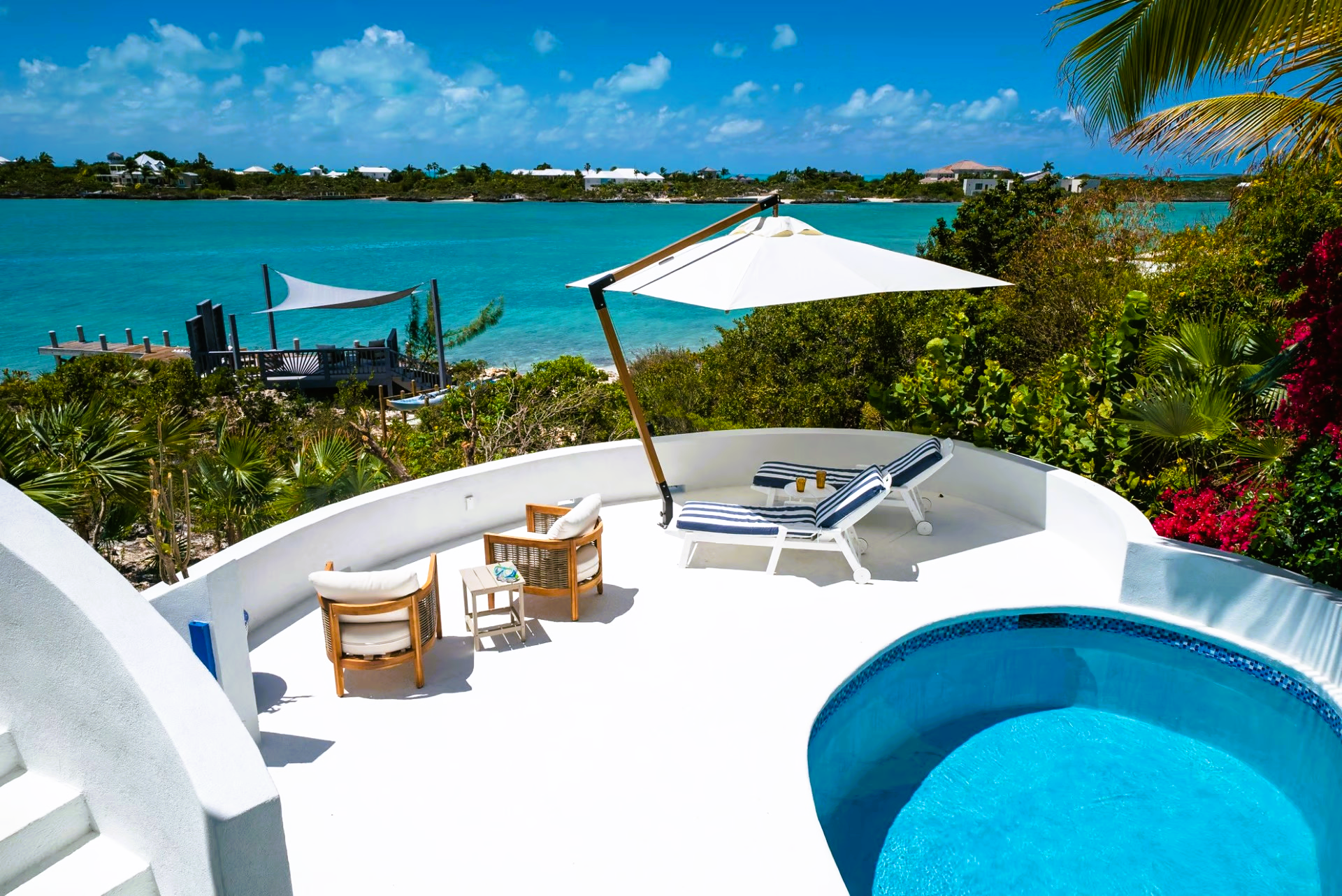A swimming pool with a view of the ocean