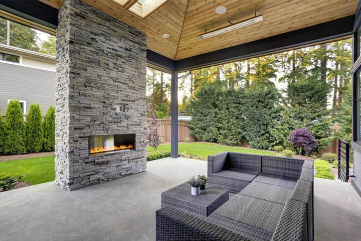 Living Room — Patio Room with Fireplace in Colchester, VT