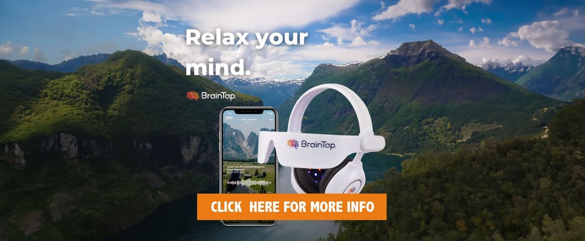 BrainTap equipment with mountain and river background