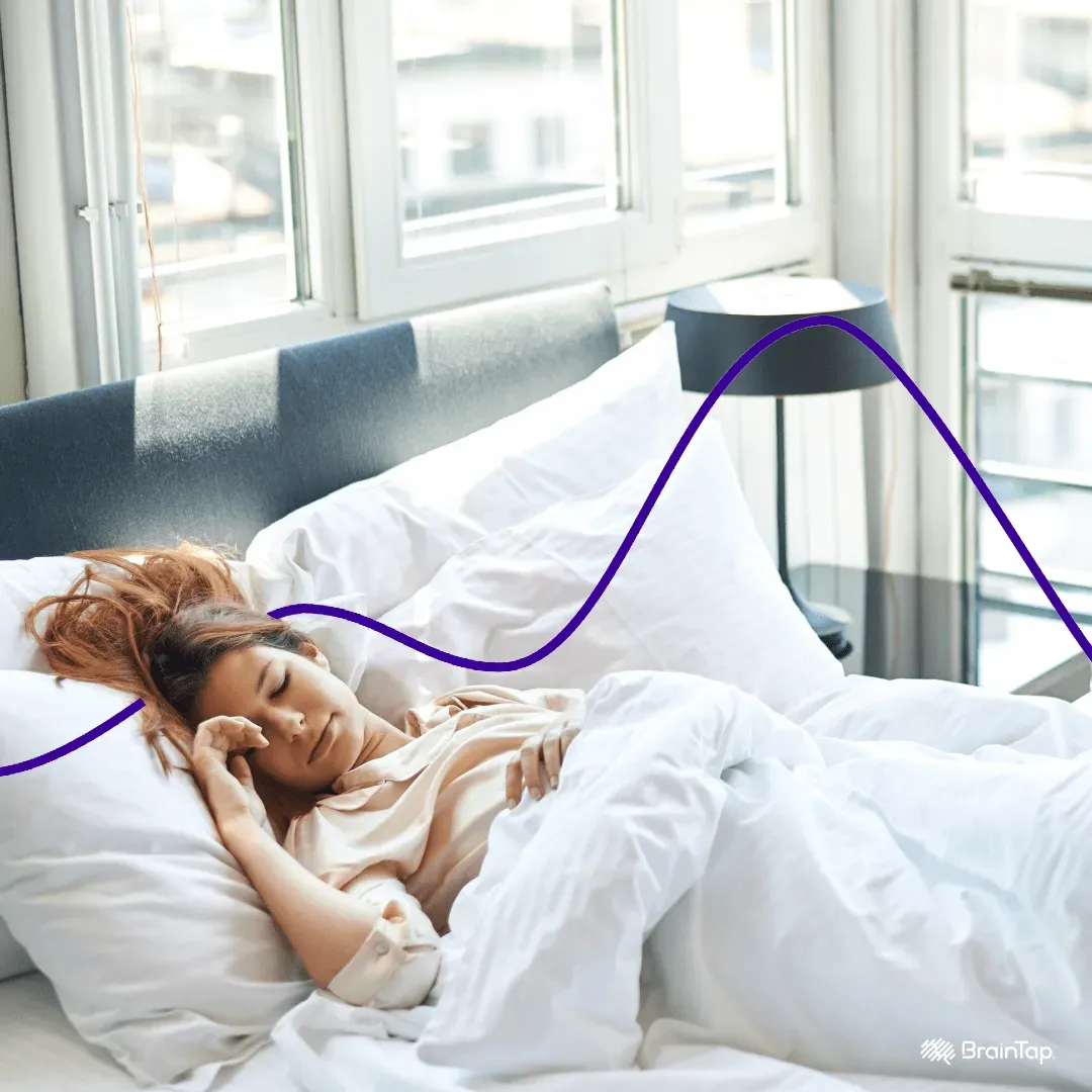Woman sleeping with purple line