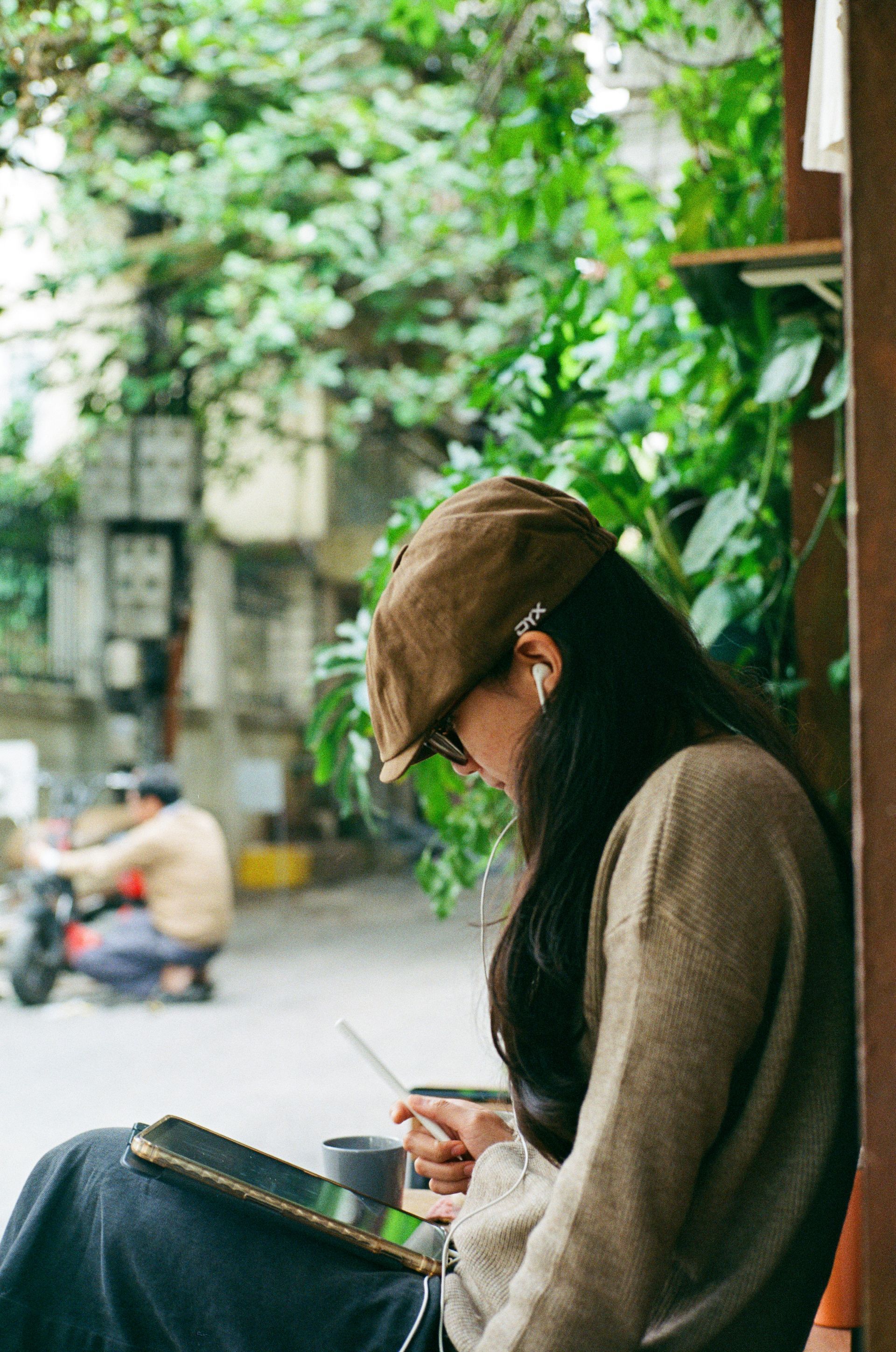 person reading ipad