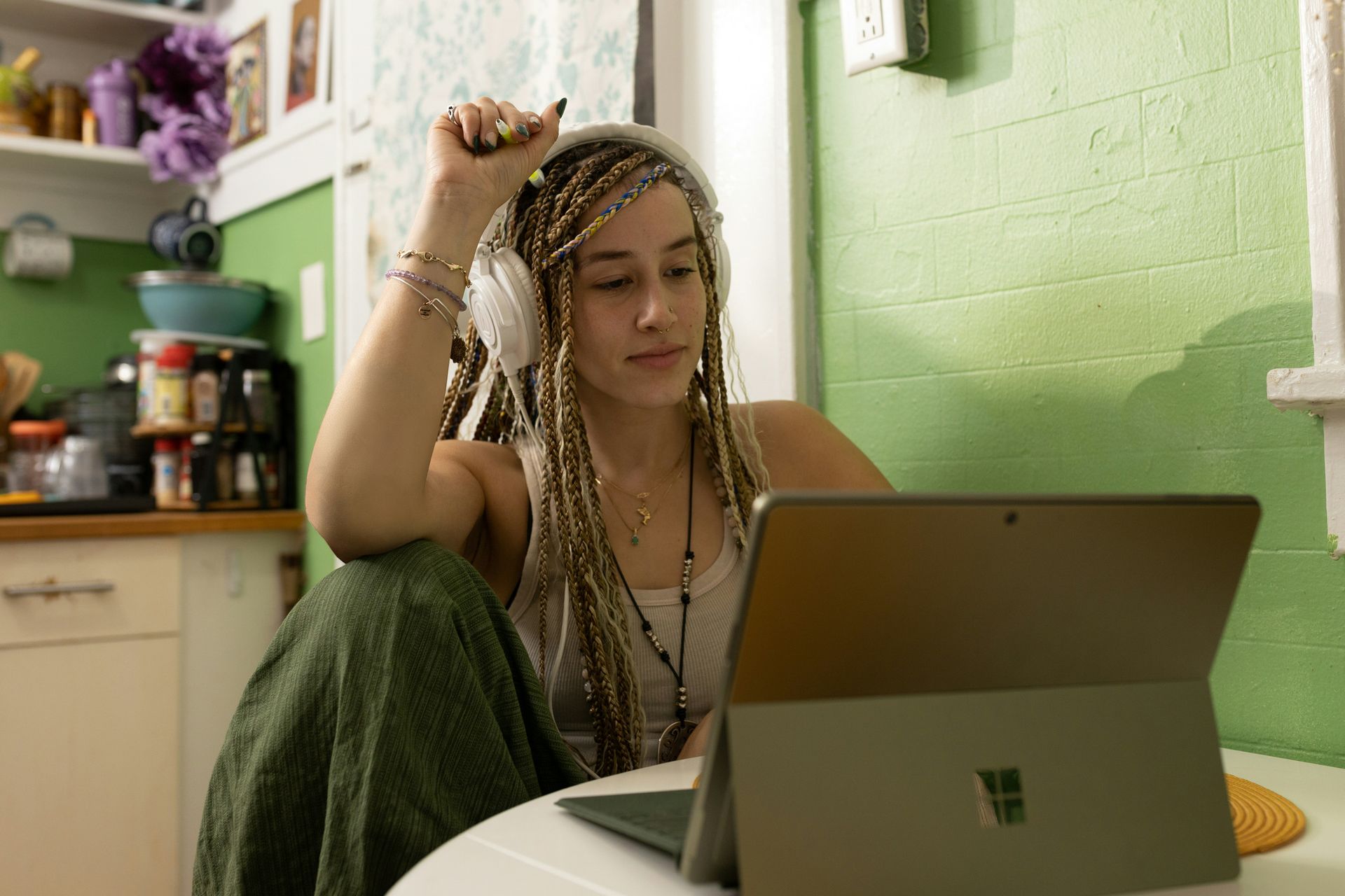 young adult at computer
