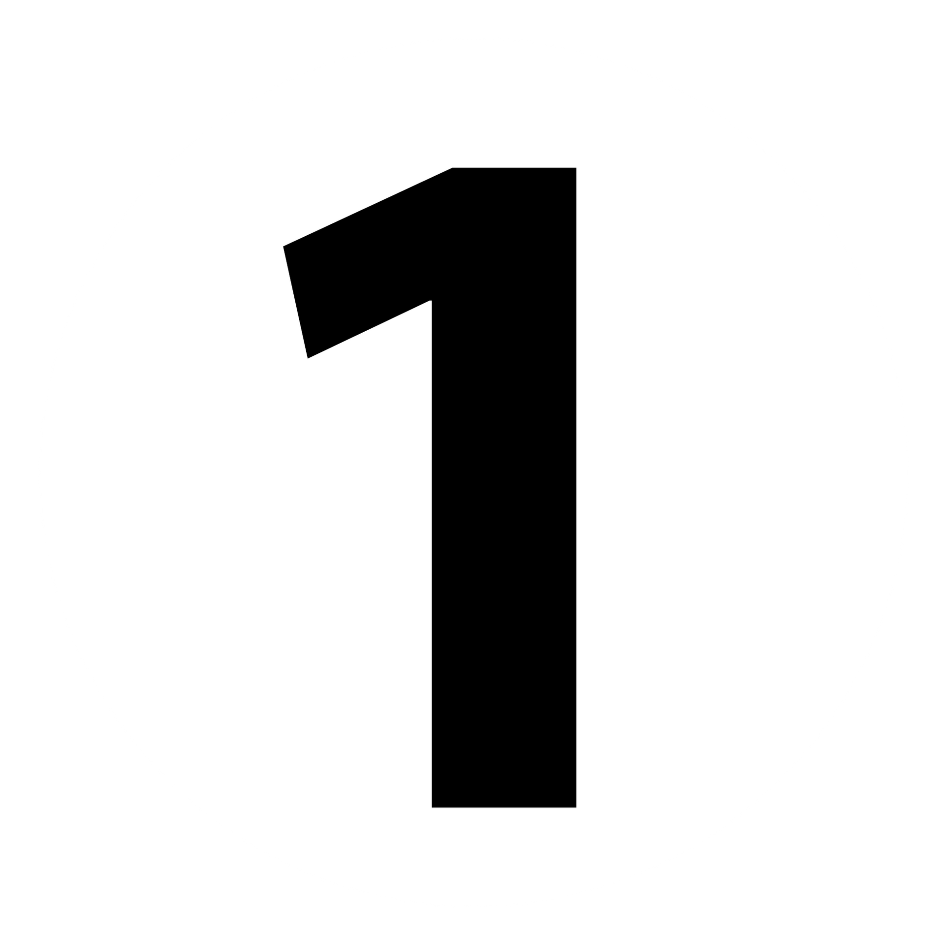 A black number one on a white background. A black number one on a white background.