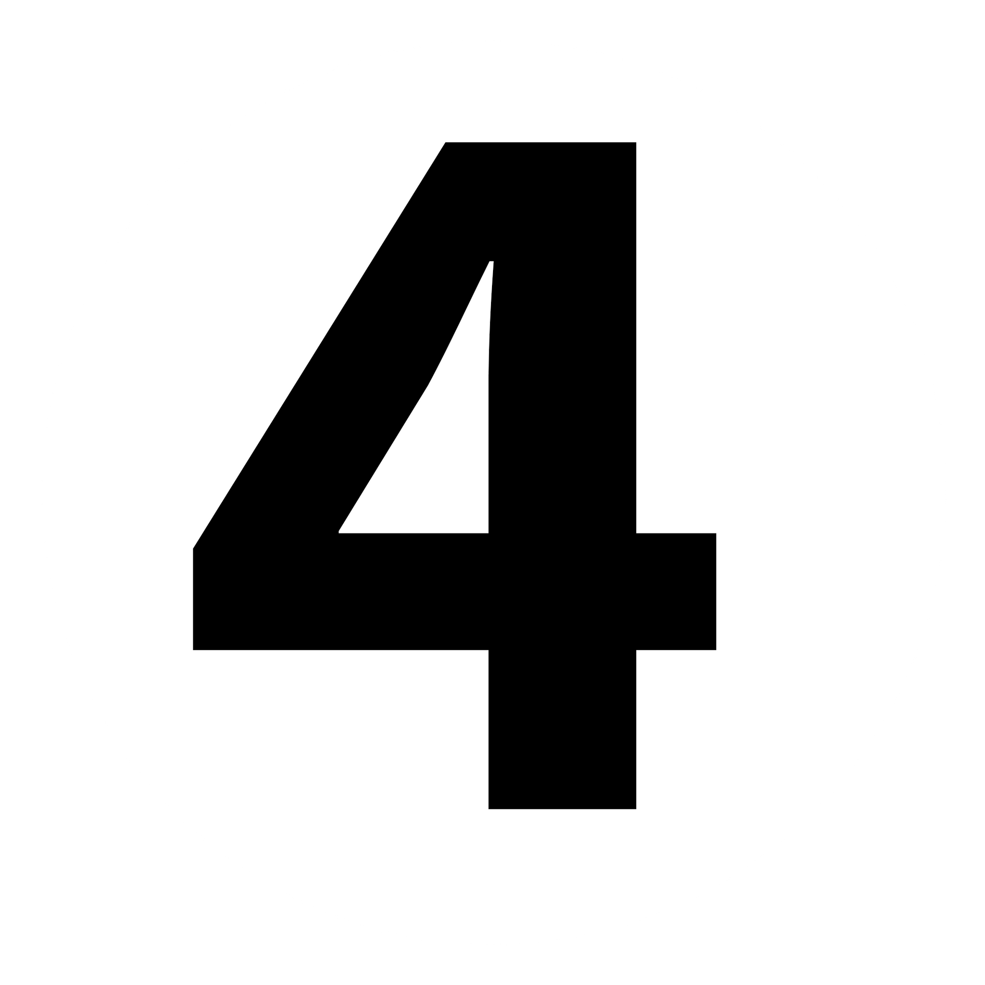 A black number four on a white background A black number four on a white background