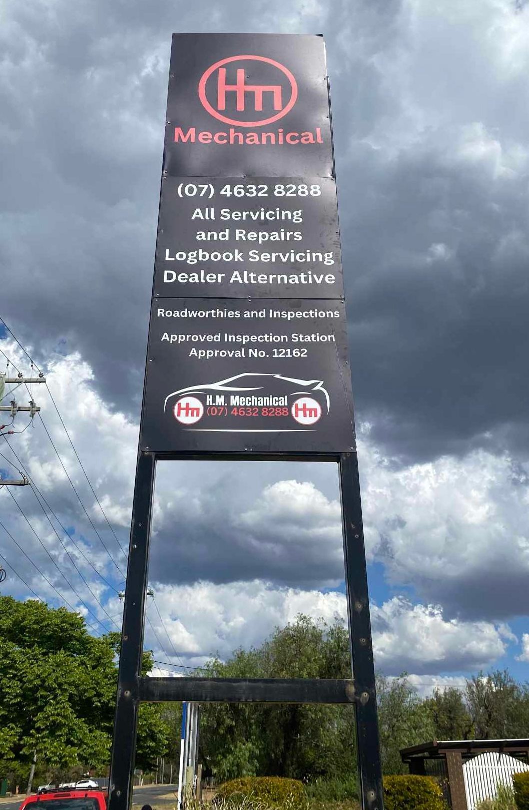 Out The Front Sign — H.M. Mechanical in Drayton, QLD