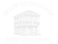 Salon de Tatouage, New Orleans, outlined building logo.