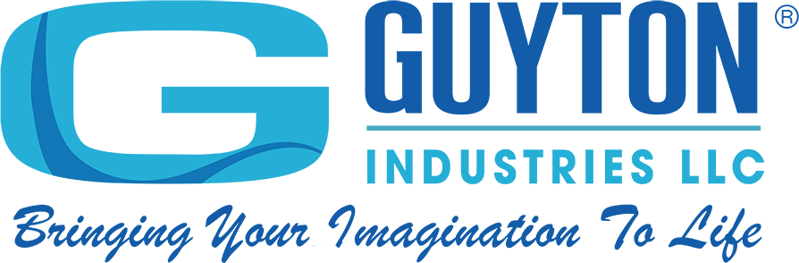 Logo for Guyton Industries LLC: a stylized blue G icon, the company name in blue, and the tagline: Bringing Your Imagination.