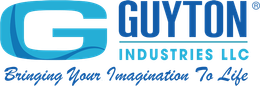 Logo for Guyton Industries LLC: a stylized blue G icon, the company name in blue, and the tagline: Bringing Your Imagination.