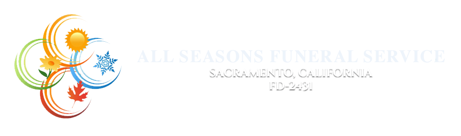Logo for All Seasons Funeral Service in Sacramento, featuring a stylized icon of four seasonal symbols.