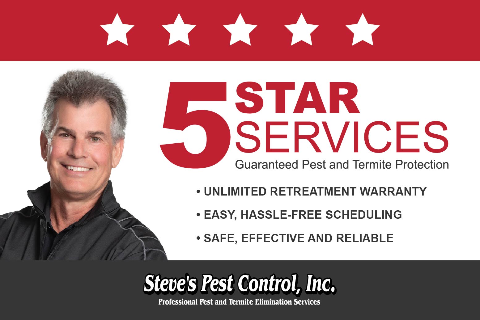 Call Steve's Pest Control for 5 Star Pest Control Service