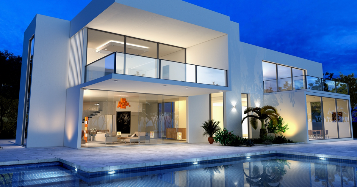 modern residence with pool