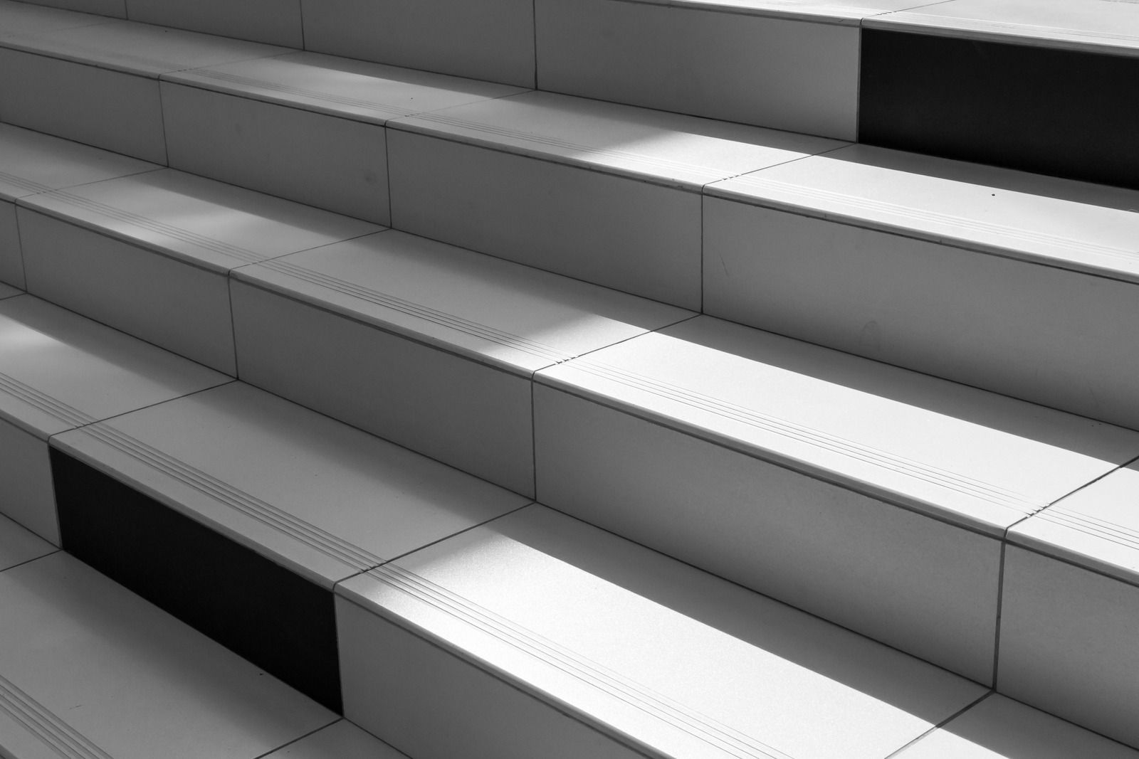 A black and white photo of a set of stairs