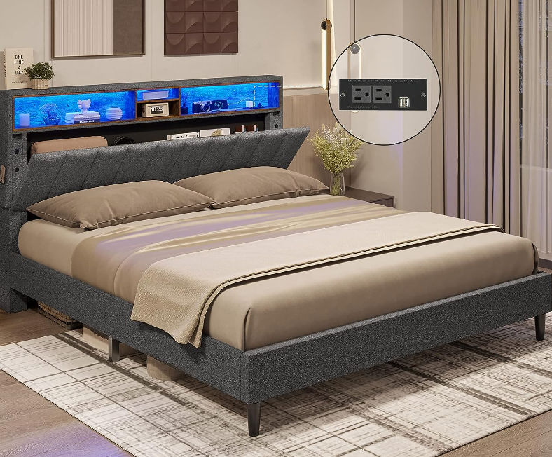 ADORNEVE Queen Bed Frame with LED Lights