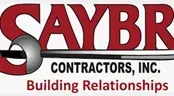 Saybr Contractors logo with a wrench over a red background, with the words 