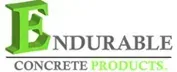 Logo for Endurable Concrete Products, features a large green 