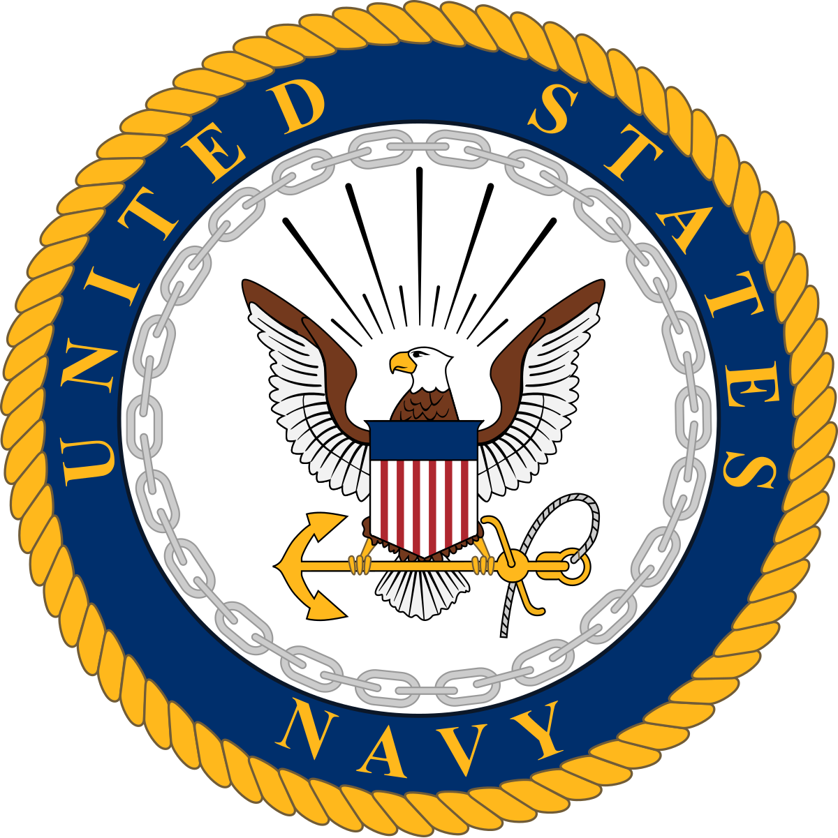The seal of the united states navy with an eagle and anchor